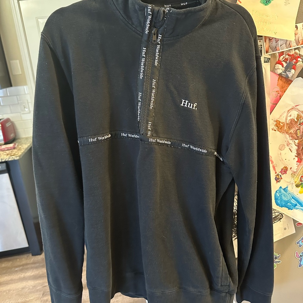 HUF Black Zip Up Men's Sweater
